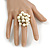 Light Cream Faux Pearl Bead Cluster Ring in Silver Tone Metal - Adjustable 7/8 - view 2