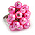 Pink Faux Pearl Bead Cluster Ring in Silver Tone Metal - Adjustable 7/8 - view 2