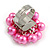 Pink Faux Pearl Bead Cluster Ring in Silver Tone Metal - Adjustable 7/8 - view 5