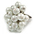 White Faux Pearl Bead Cluster Ring in Silver Tone Metal - Adjustable 7/8 - view 3