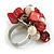 Red Sea Shell Nugget and Cream Faux Freshwater Pearl Cluster Silver Tone Ring - 7/8 Size - Adjustable - view 6
