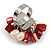 Red Sea Shell Nugget and Cream Faux Freshwater Pearl Cluster Silver Tone Ring - 7/8 Size - Adjustable - view 7