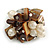 Brown Sea Shell Nugget and Cream Faux Freshwater Pearl Cluster Silver Tone Ring - 7/8 Size - Adjustable - view 5
