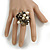 Dark Grey Sea Shell Nugget and Cream Faux Freshwater Pearl Cluster Silver Tone Ring - 7/8 Size - Adjustable - view 2