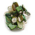 Green Sea Shell Nugget and Cream Faux Freshwater Pearl Cluster Silver Tone Ring - 7/8 Size - Adjustable - view 7