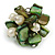Green Sea Shell Nugget and Cream Faux Freshwater Pearl Cluster Silver Tone Ring - 7/8 Size - Adjustable - view 6