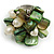 Green Sea Shell Nugget and Cream Faux Freshwater Pearl Cluster Silver Tone Ring - 7/8 Size - Adjustable - view 3