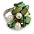Green Sea Shell Nugget and Cream Faux Freshwater Pearl Cluster Silver Tone Ring - 7/8 Size - Adjustable - view 5