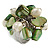 Green Sea Shell Nugget and Cream Faux Freshwater Pearl Cluster Silver Tone Ring - 7/8 Size - Adjustable