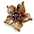 Brown Shell and Faux Pearl Flower Rings (Silver Tone) - 50mm Diameter - Size 7/8 Adjustable - view 3
