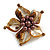 Brown Shell and Faux Pearl Flower Rings (Silver Tone) - 50mm Diameter - Size 7/8 Adjustable - view 4