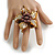 Brown Shell and Faux Pearl Flower Rings (Silver Tone) - 50mm Diameter - Size 7/8 Adjustable - view 2