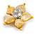 Antique Yellow Shell and Faux Pearl Flower Rings (Silver Tone) - 50mm Diameter - Size 7/8 Adjustable - view 3