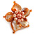 Orange Shell and Peach Faux Pearl Flower Rings (Silver Tone) - 50mm Diameter - Size 7/8 Adjustable - view 6