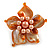 Orange Shell and Peach Faux Pearl Flower Rings (Silver Tone) - 50mm Diameter - Size 7/8 Adjustable - view 7