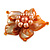 Orange Shell and Peach Faux Pearl Flower Rings (Silver Tone) - 50mm Diameter - Size 7/8 Adjustable - view 9