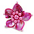 Fuchsia Shell and Pink Faux Pearl Flower Rings (Silver Tone) - 50mm Diameter - Size 7/8 Adjustable - view 4