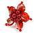 Red Shell and Faux Pearl Flower Rings (Silver Tone) - 50mm Diameter - Size 7/8 Adjustable - view 3