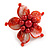 Red Shell and Faux Pearl Flower Rings (Silver Tone) - 50mm Diameter - Size 7/8 Adjustable - view 4