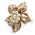 Antique White Shell and Cream Faux Pearl Flower Rings (Silver Tone) - 50mm Diameter - Size 7/8 Adjustable - view 3