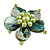 Green Shell and Light Green Faux Pearl Flower Rings (Silver Tone) - 50mm Diameter - Size 7/8 Adjustable - view 6