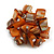 Burnt Orange Sea Shell Nugget Cluster Silver Tone Ring - 7/8 Size - Adjustable