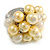 Pale Yellow/ Cream Faux Pearl Bead Cluster Ring in Silver Tone Metal - Adjustable 7/8 - view 3