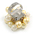 Pale Yellow/ Cream Faux Pearl Bead Cluster Ring in Silver Tone Metal - Adjustable 7/8 - view 5