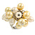 Pale Yellow/ Cream Faux Pearl Bead Cluster Ring in Silver Tone Metal - Adjustable 7/8 - view 6