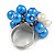 Blue/ Cream Faux Pearl Bead Cluster Ring in Silver Tone Metal - Adjustable 7/8 - view 5