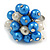 Blue/ Cream Faux Pearl Bead Cluster Ring in Silver Tone Metal - Adjustable 7/8