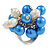 Blue/ Cream Faux Pearl Bead Cluster Ring in Silver Tone Metal - Adjustable 7/8 - view 6