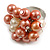 Peach Orange/ Cream Faux Pearl Bead Cluster Ring in Silver Tone Metal - Adjustable 7/8 - view 3