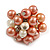 Peach Orange/ Cream Faux Pearl Bead Cluster Ring in Silver Tone Metal - Adjustable 7/8 - view 4