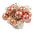Peach Orange/ Cream Faux Pearl Bead Cluster Ring in Silver Tone Metal - Adjustable 7/8