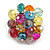 Multicoloured Glass Bead Cluster Ring in Silver Tone Metal - Adjustable 7/8 - view 3