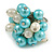 Light Blue/ Cream Faux Pearl Bead Cluster Ring in Silver Tone Metal - Adjustable 7/8 - view 6