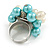 Light Blue/ Cream Faux Pearl Bead Cluster Ring in Silver Tone Metal - Adjustable 7/8 - view 7