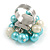 Light Blue/ Cream Faux Pearl Bead Cluster Ring in Silver Tone Metal - Adjustable 7/8 - view 3