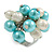 Light Blue/ Cream Faux Pearl Bead Cluster Ring in Silver Tone Metal - Adjustable 7/8 - view 8
