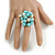 Light Blue/ Cream Faux Pearl Bead Cluster Ring in Silver Tone Metal - Adjustable 7/8 - view 2