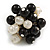 Black/ Cream Faux Pearl Bead Cluster Ring in Silver Tone Metal - Adjustable 7/8 - view 4