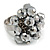 Hematite Grey Glass Bead Cluster Ring in Silver Tone Metal - Adjustable 7/8 - view 3