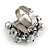 Hematite Grey Glass Bead Cluster Ring in Silver Tone Metal - Adjustable 7/8 - view 4