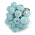 Milky Blue Glass Bead Cluster Ring in Silver Tone Metal - Adjustable 7/8 - view 3