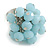 Milky Blue Glass Bead Cluster Ring in Silver Tone Metal - Adjustable 7/8 - view 6