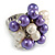 Purple/ Cream Faux Pearl Bead Cluster Ring in Silver Tone Metal - Adjustable 7/8 - view 3