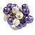 Purple/ Cream Faux Pearl Bead Cluster Ring in Silver Tone Metal - Adjustable 7/8 - view 5