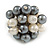 Grey/ Cream Faux Pearl Bead Cluster Ring in Silver Tone Metal - Adjustable 7/8 - view 3