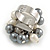 Grey/ Cream Faux Pearl Bead Cluster Ring in Silver Tone Metal - Adjustable 7/8 - view 5